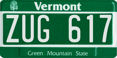 VT license plate ZUG617