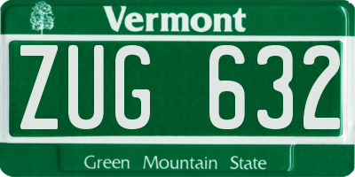 VT license plate ZUG632