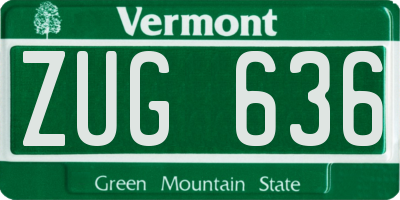 VT license plate ZUG636