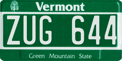 VT license plate ZUG644