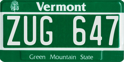 VT license plate ZUG647