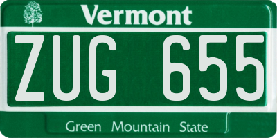 VT license plate ZUG655