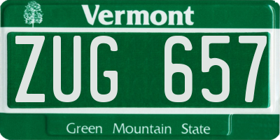 VT license plate ZUG657