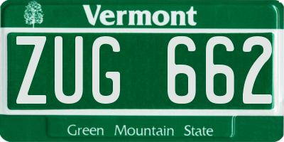 VT license plate ZUG662