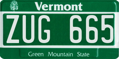 VT license plate ZUG665