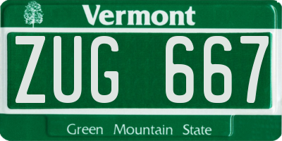 VT license plate ZUG667