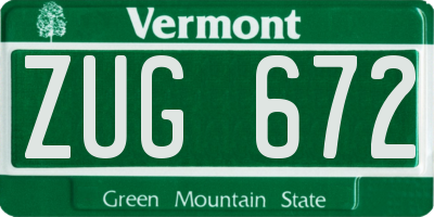VT license plate ZUG672