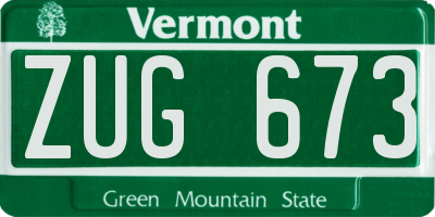 VT license plate ZUG673