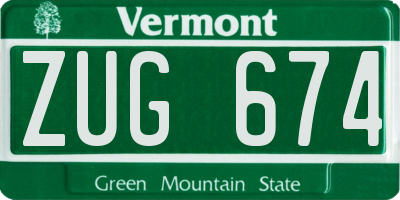 VT license plate ZUG674