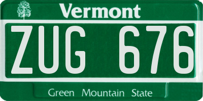 VT license plate ZUG676