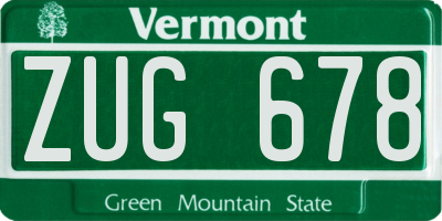 VT license plate ZUG678