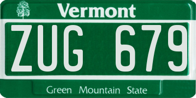 VT license plate ZUG679