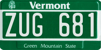 VT license plate ZUG681