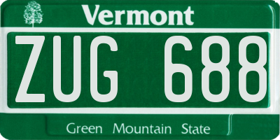 VT license plate ZUG688