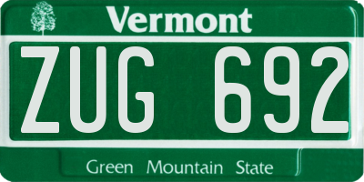VT license plate ZUG692