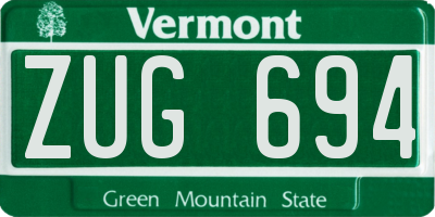 VT license plate ZUG694