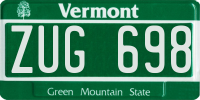VT license plate ZUG698