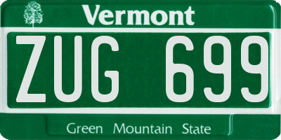 VT license plate ZUG699