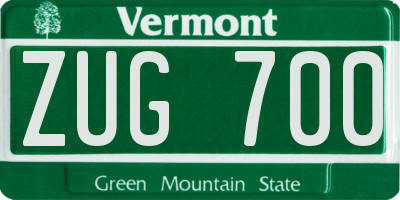 VT license plate ZUG700