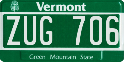 VT license plate ZUG706