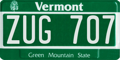 VT license plate ZUG707
