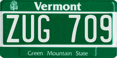 VT license plate ZUG709