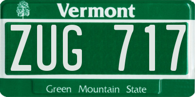 VT license plate ZUG717