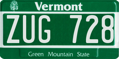 VT license plate ZUG728