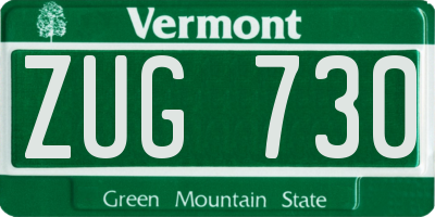 VT license plate ZUG730