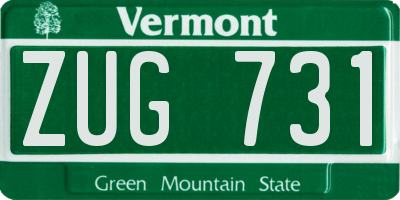 VT license plate ZUG731