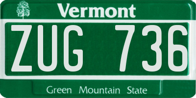 VT license plate ZUG736