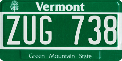 VT license plate ZUG738