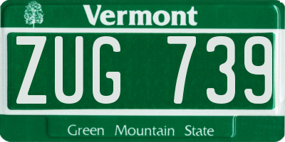 VT license plate ZUG739