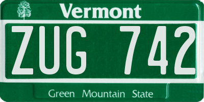 VT license plate ZUG742