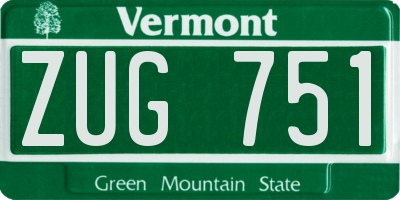 VT license plate ZUG751