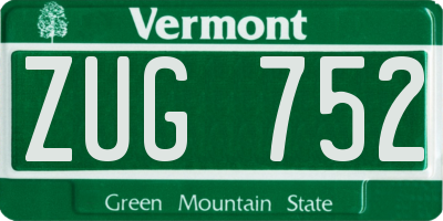 VT license plate ZUG752