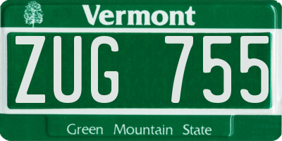 VT license plate ZUG755
