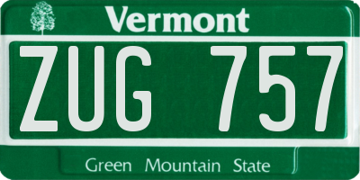 VT license plate ZUG757