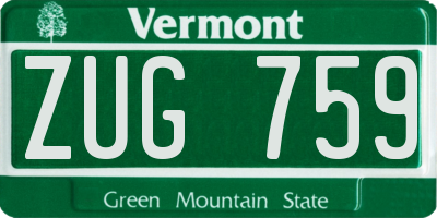 VT license plate ZUG759