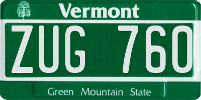 VT license plate ZUG760