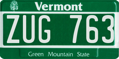VT license plate ZUG763
