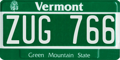 VT license plate ZUG766