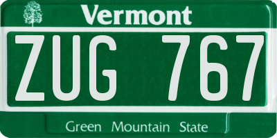VT license plate ZUG767