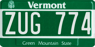 VT license plate ZUG774