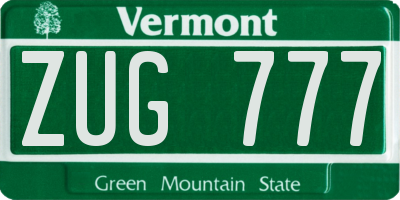 VT license plate ZUG777