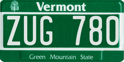 VT license plate ZUG780