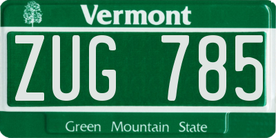 VT license plate ZUG785