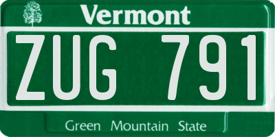 VT license plate ZUG791