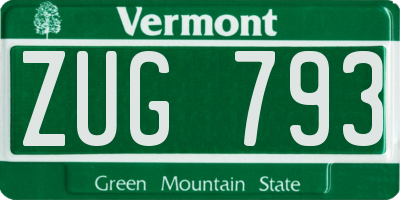 VT license plate ZUG793