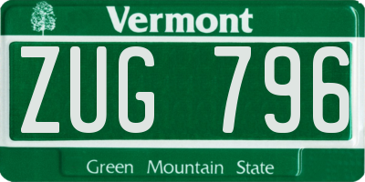 VT license plate ZUG796